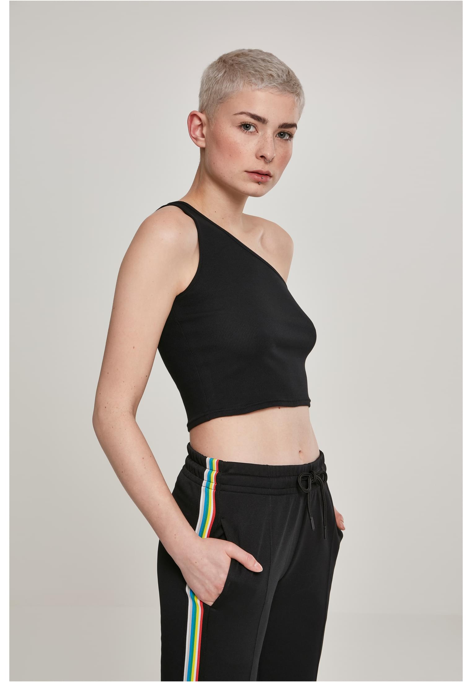 Ladies Cropped Asymmetric Top black XL