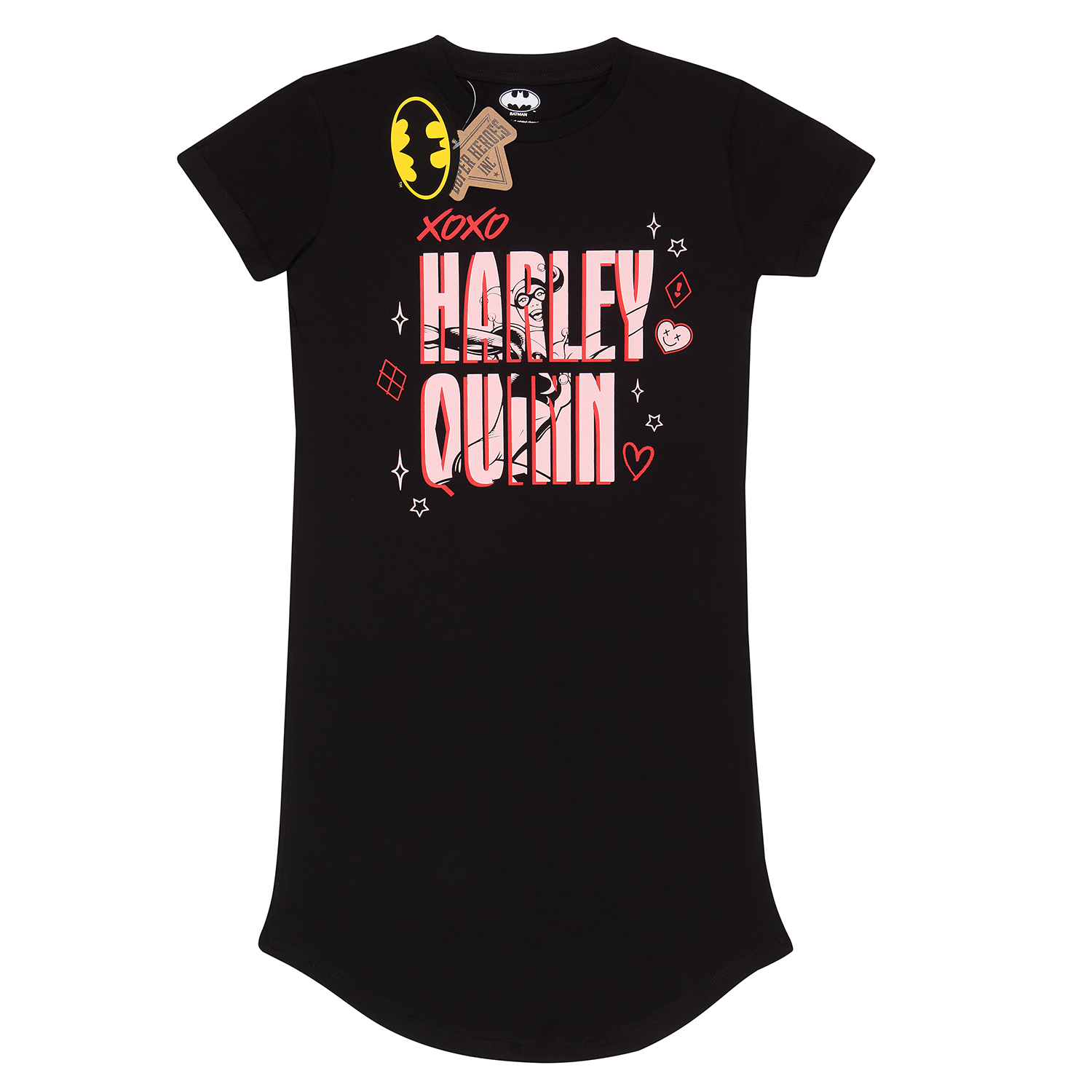 Batman Dressshirt XXL Schwarz Harley Quinn Jumbo Text Dressshirt XXL Schwarz Ladies T-Shirt Dress