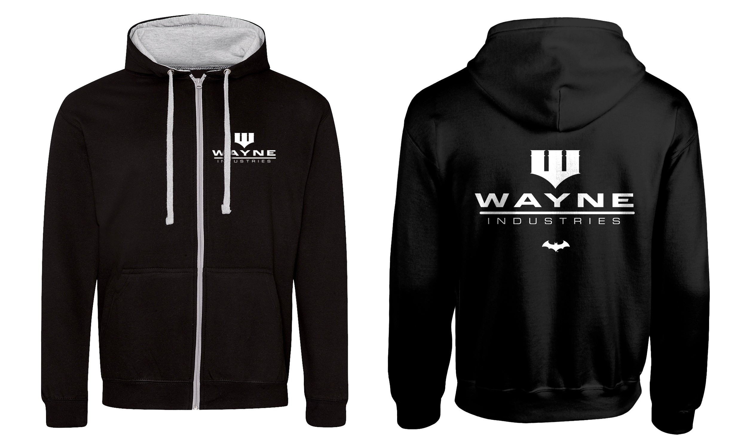 Batman Wayne Industries Zipped Hoodie  Schwarz Unisex Contrast