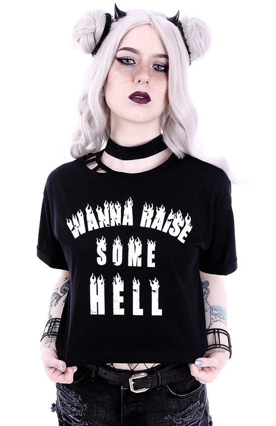 Restyle Wanna Raise Some Hell Crop Top XS