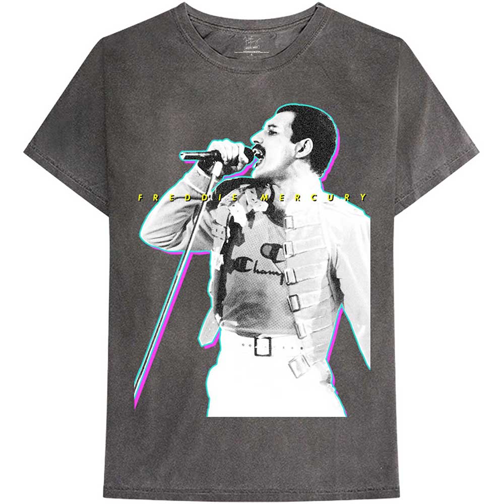 Freddie Mercury T-shirt 3XL Glow Mineral Wash Grau