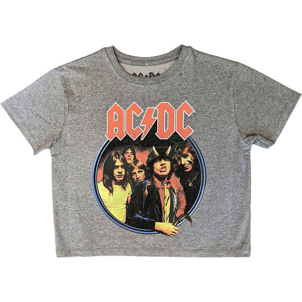 AC/DC Frauentop XXL Grau Bauchfrei Highway To Hell Circle