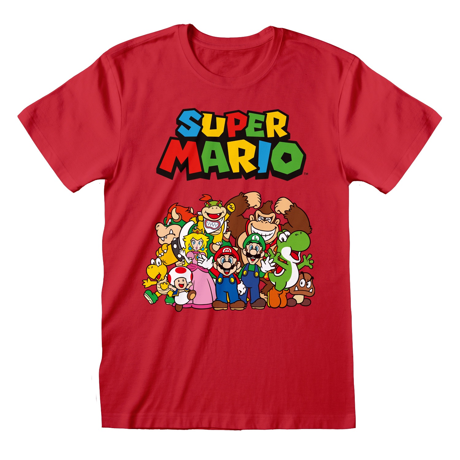 Super Mario T-Shirt XL Main Character Group Rot