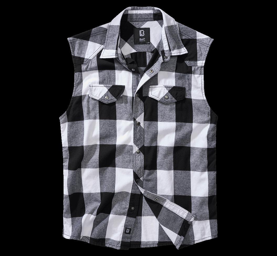 Checkshirt White-Black 3XL sleeveless cooles makulines ärmeloses Checkshirt