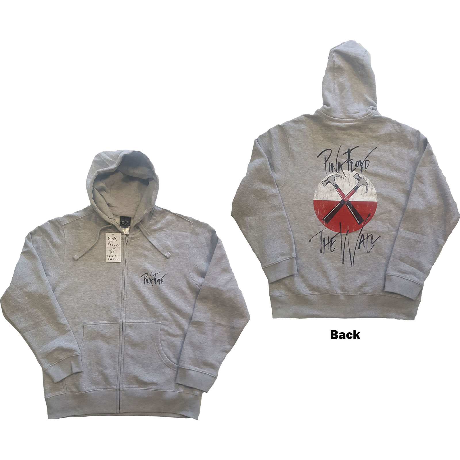 Pink Floyd Zipped Hoodie XXL The Wall Faded Hammers Logo Grau