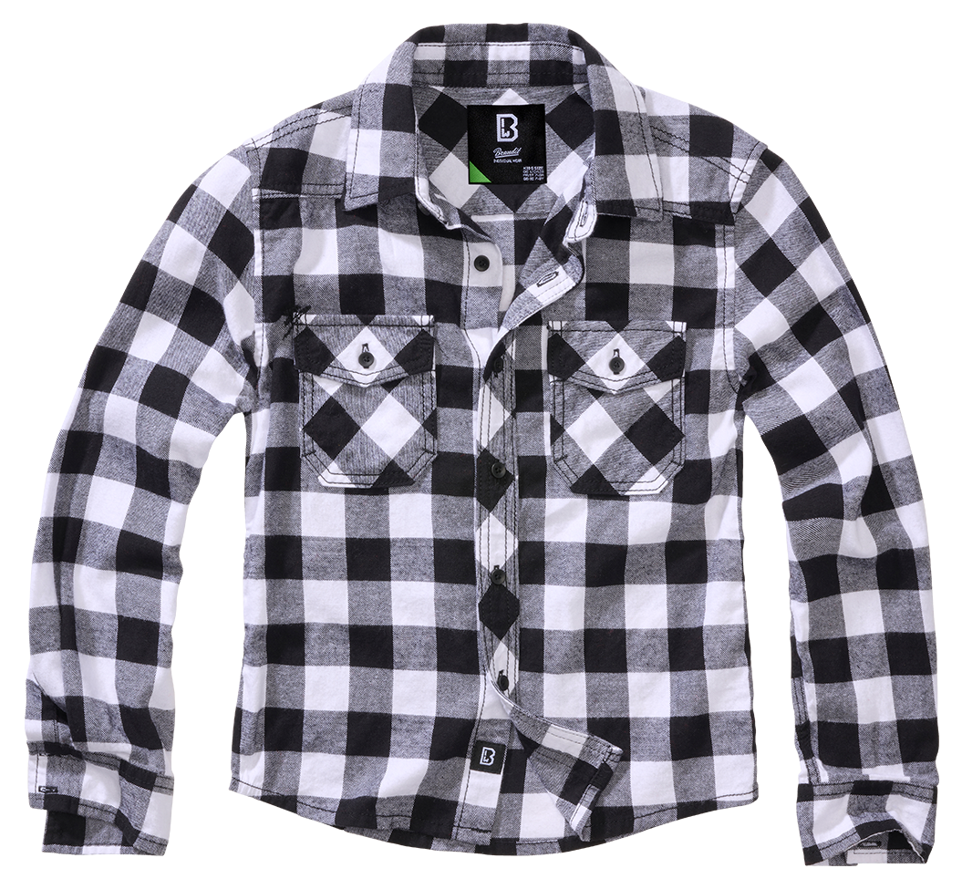 Brandit Kinderhemd 170/176 Weiß/Schwarz kariert Check Shirt Long Sleeve