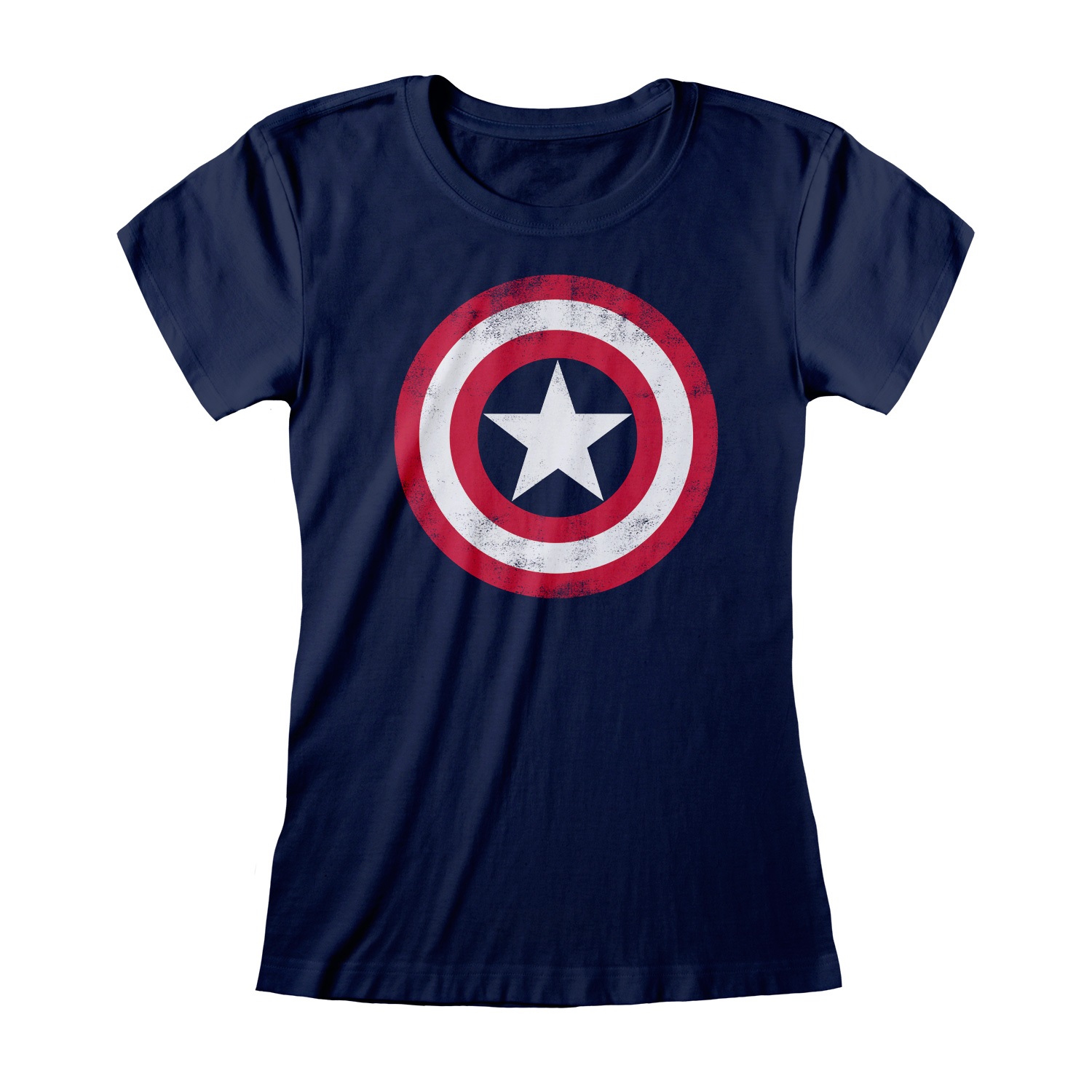 Captain America Top XXL Shield Distressed Navy