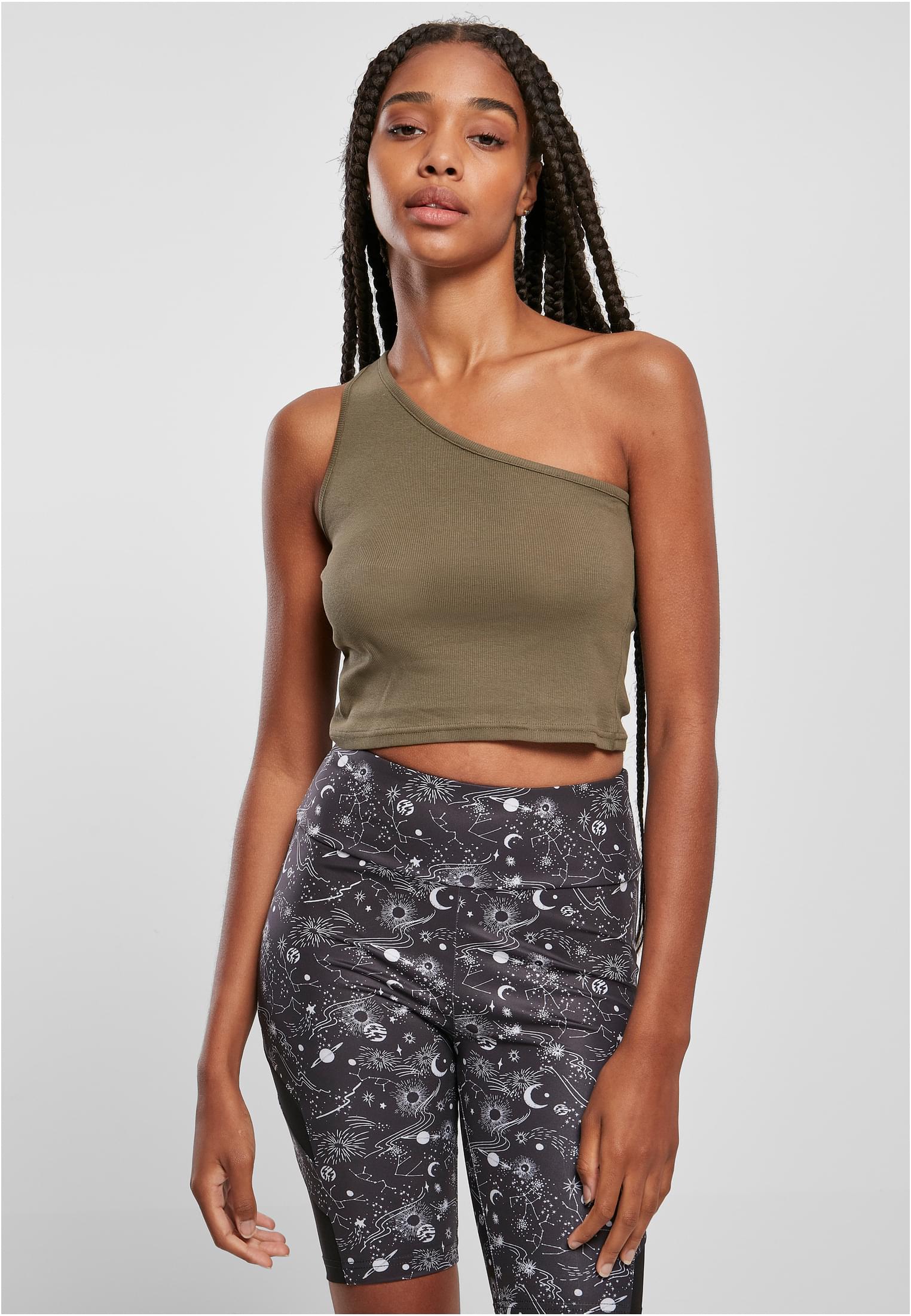 Ladies Cropped Asymmetric Top khaki 5XL