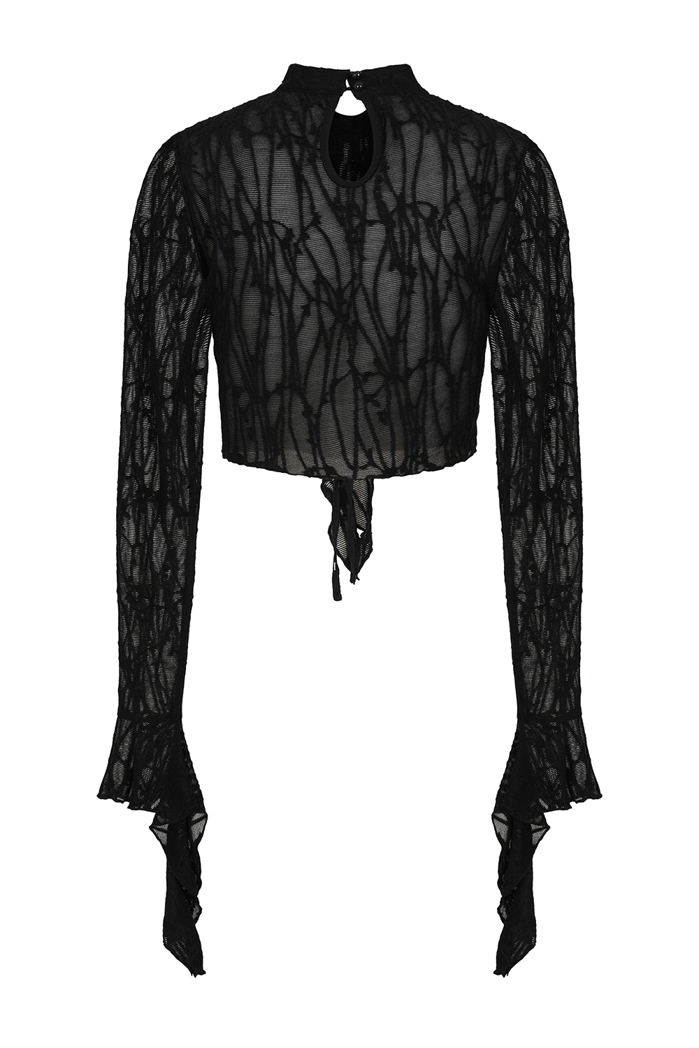 Banned Frauentop L Schwarz Bauchfrei Langarm Abyssia Top