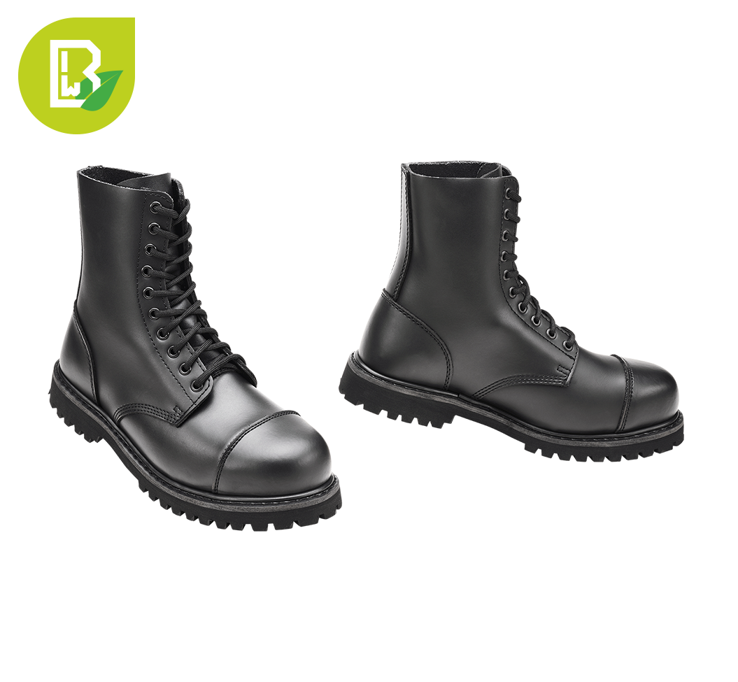 Brandit Stiefel 13/47 Schwarz Unisex aus veganem Leder Vegantom 10 Eyelet Boots