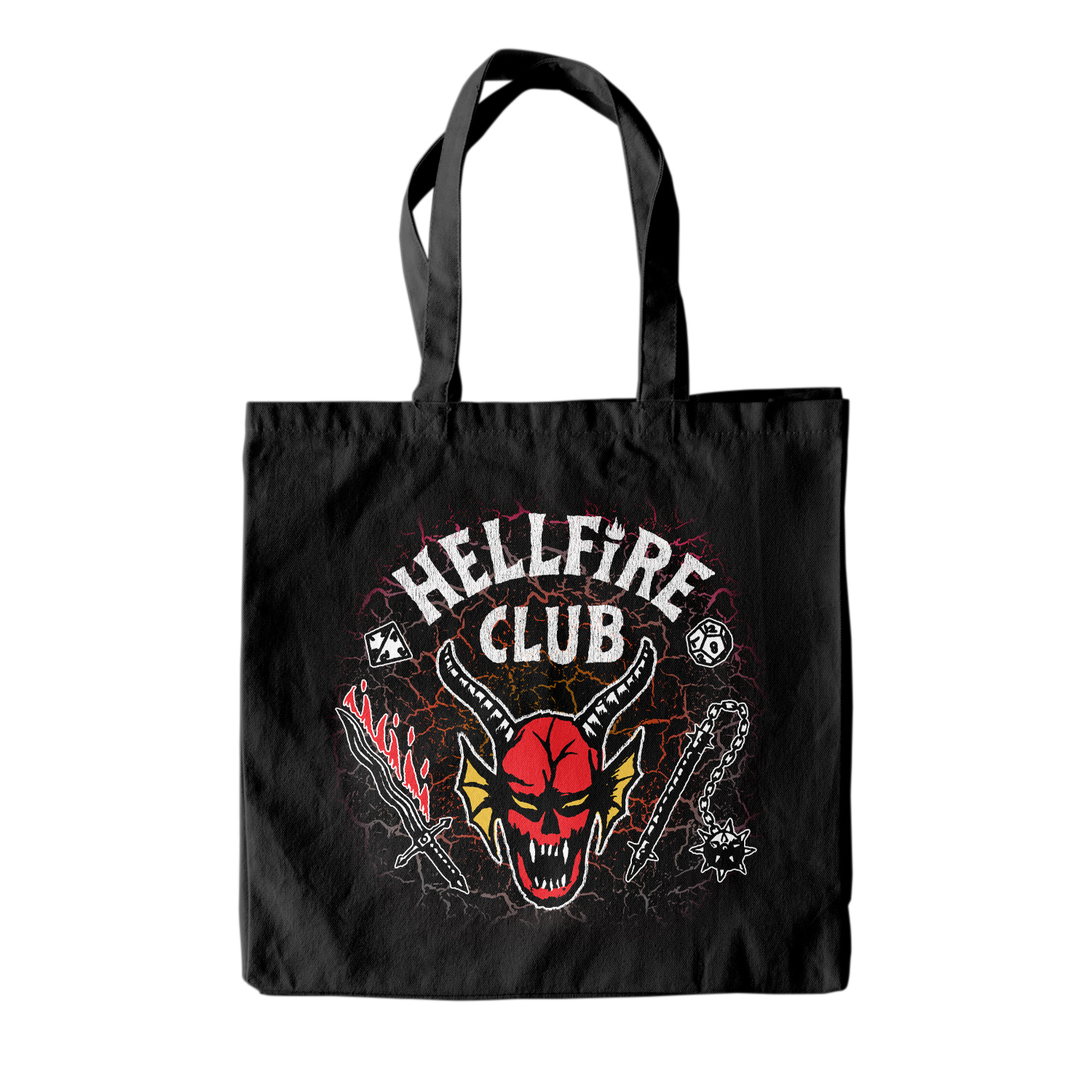 Stranger Things Einkaufstasche Schwarz Unisex Hellfire Club Tote Bag Einheitsgröße