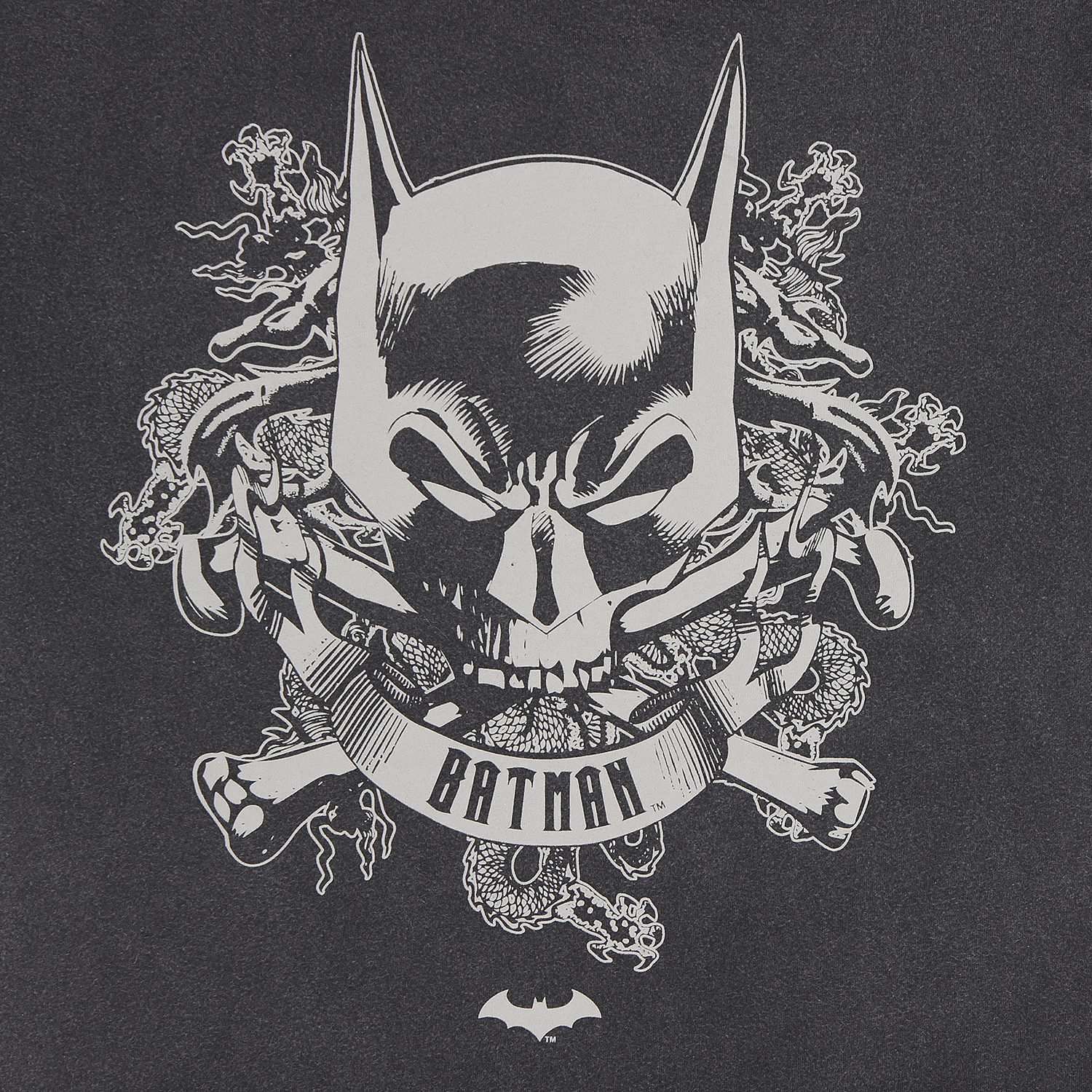 Batman T-Shirt XXL Schwarz Unisex Skull Crest Acid Wash