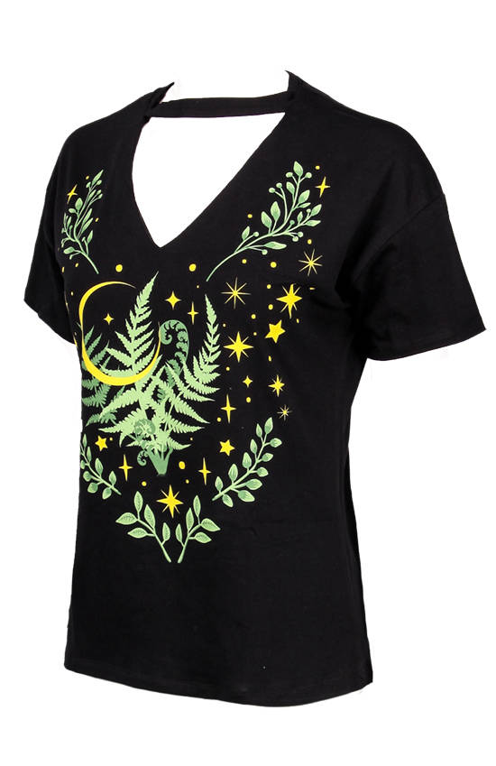 Restyle T-Shirt 3XL Schwarz Herbal mit Chocker
