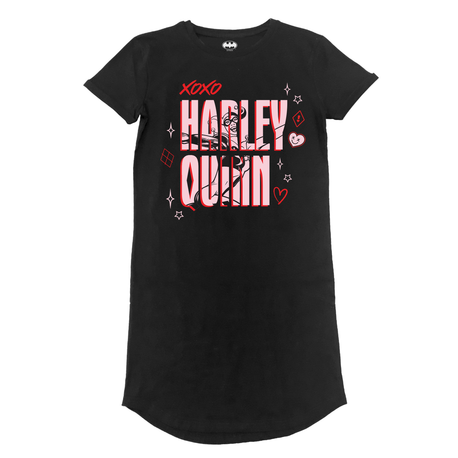 Batman Dressshirt XXL Schwarz Harley Quinn Jumbo Text Dressshirt XXL Schwarz Ladies T-Shirt Dress