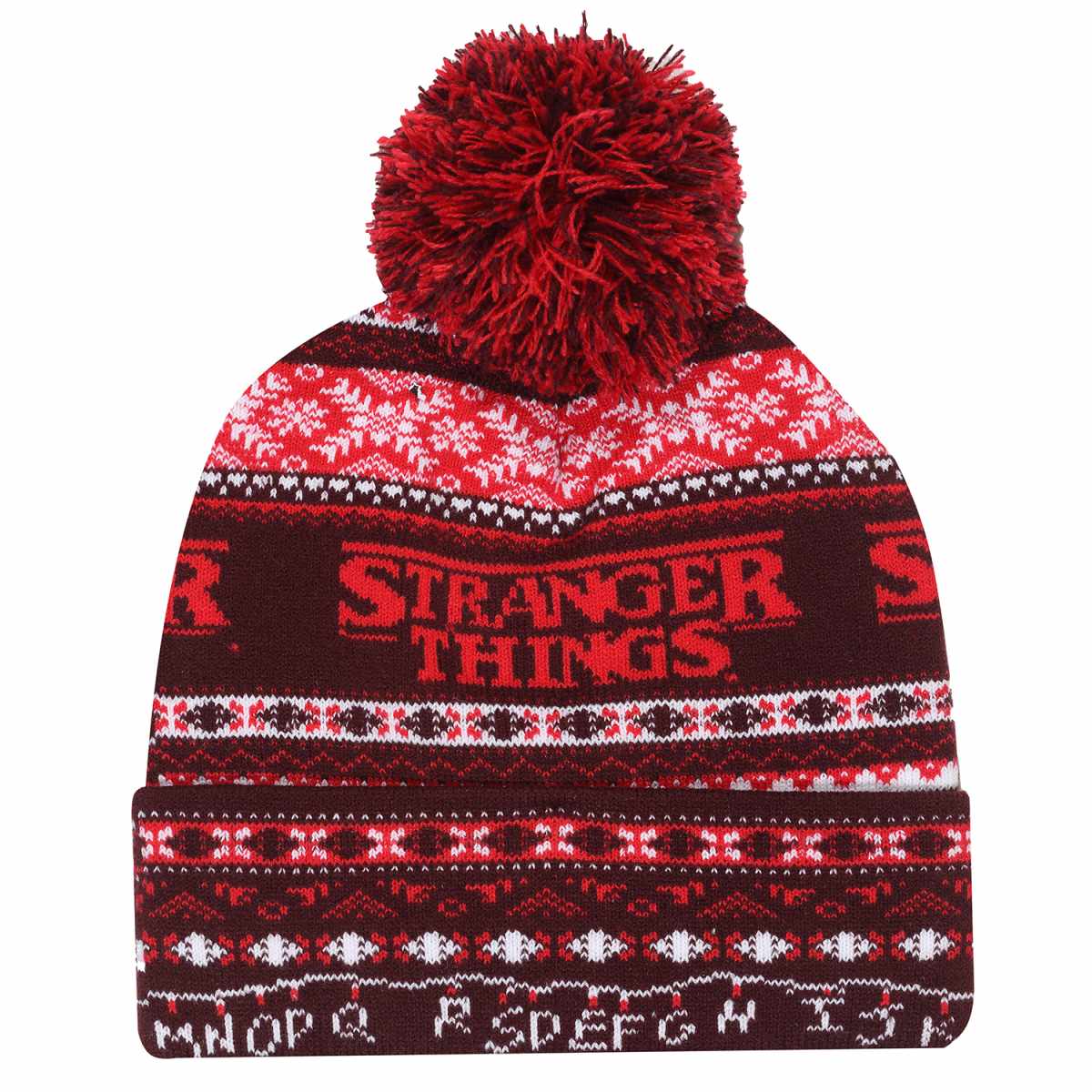 Stranger Things Bommelmütze Rot Unisex Fair Isle Pom Beanie Einheitsgröße