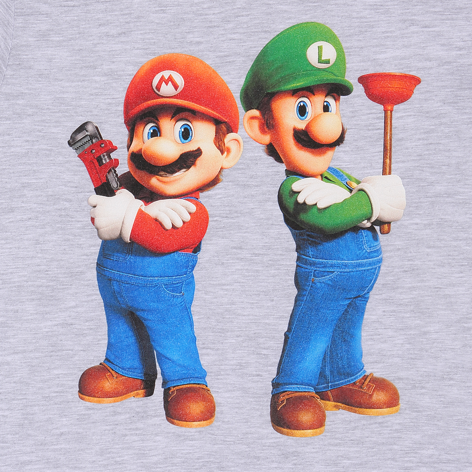 Super Mario Bros Kindershirt 12-13 Jahre Heidegrau Unisex Mario And Luigi