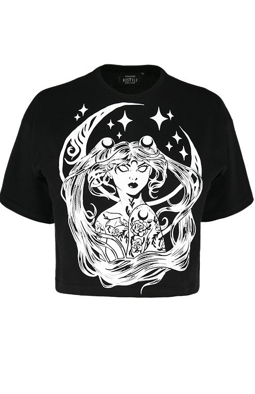 Restyle Crop Top Sailor Moon XS Schwarz