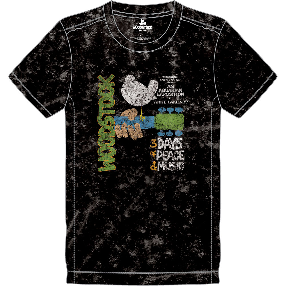Woodstock T-Shirt 3XL Poster Snow Wash Schwarz