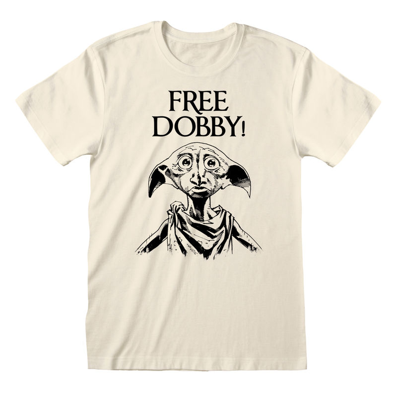 Harry Potter T-Shirt Beige Unisex Free Dobby Harry Potter T-Shirt XXL Beige Unisex Free Dobby