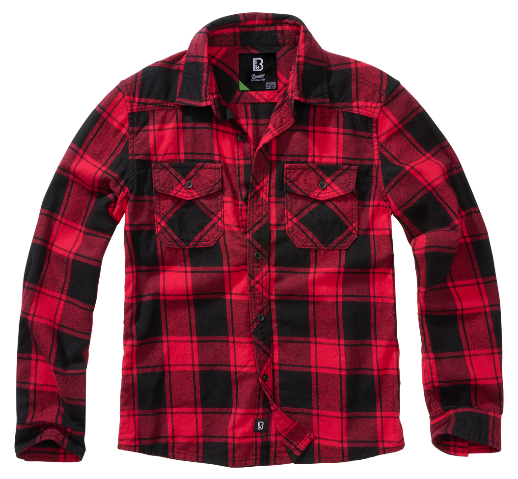 Brandit Kinderhemd 170/176 Rot/Schwarz kariert Check Shirt Long Sleeve