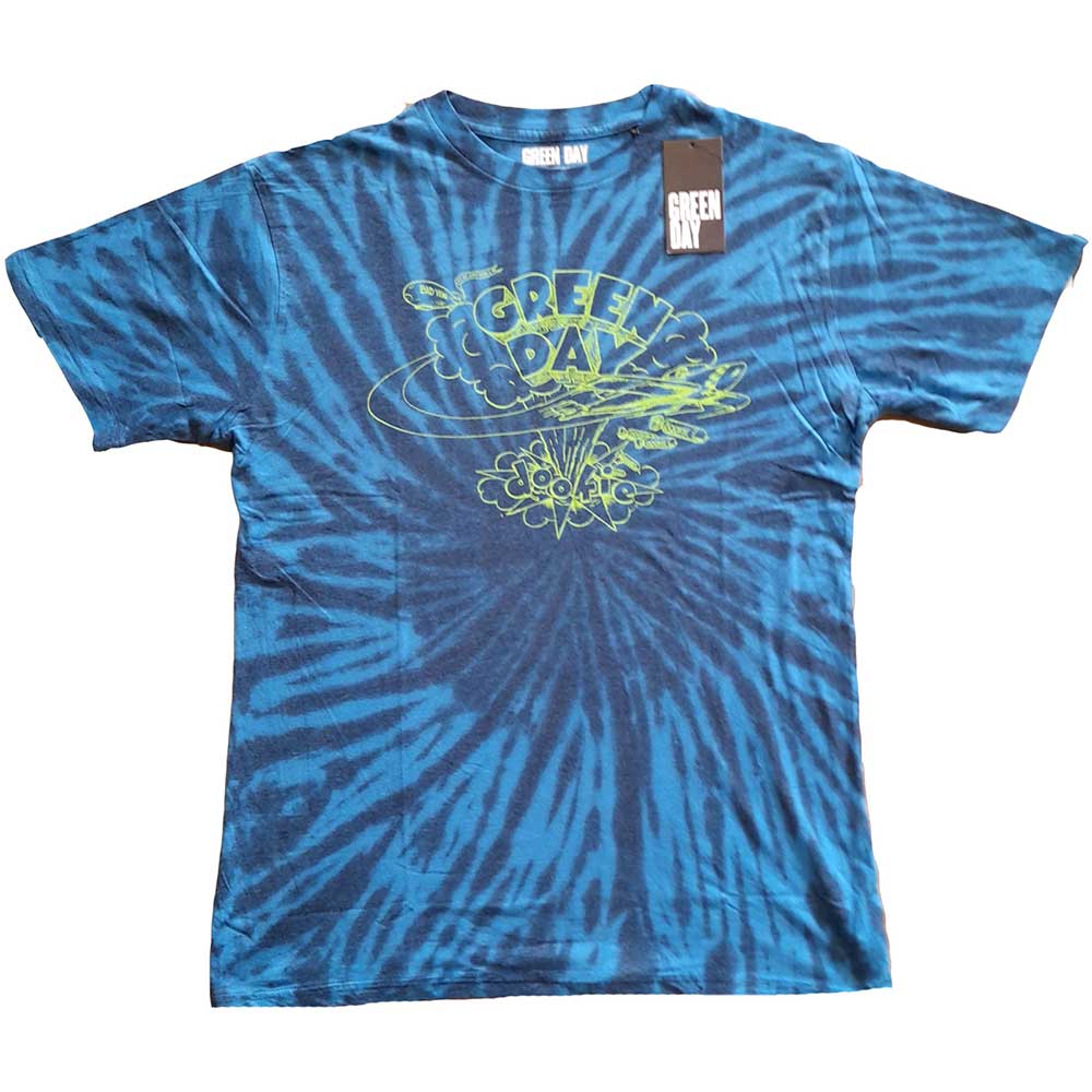 Green Day T-shirt XXL Dookie Line Art Dip-Dye Blau