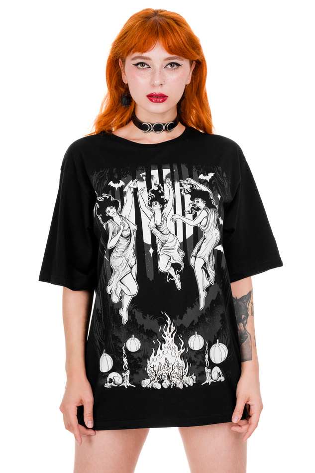 Restyle T-Shirt XS Schwarz Moonlight Witches Oversized