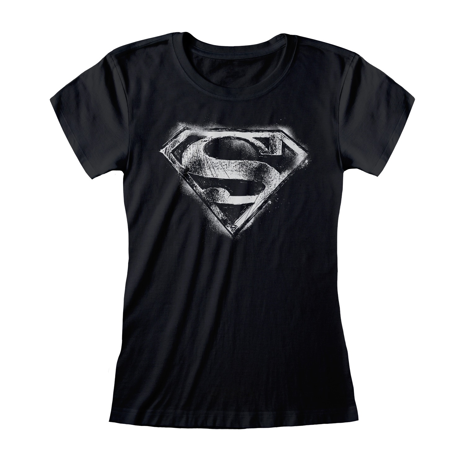 DC Superman Top XXL Distressed Mono Logo Schwarz