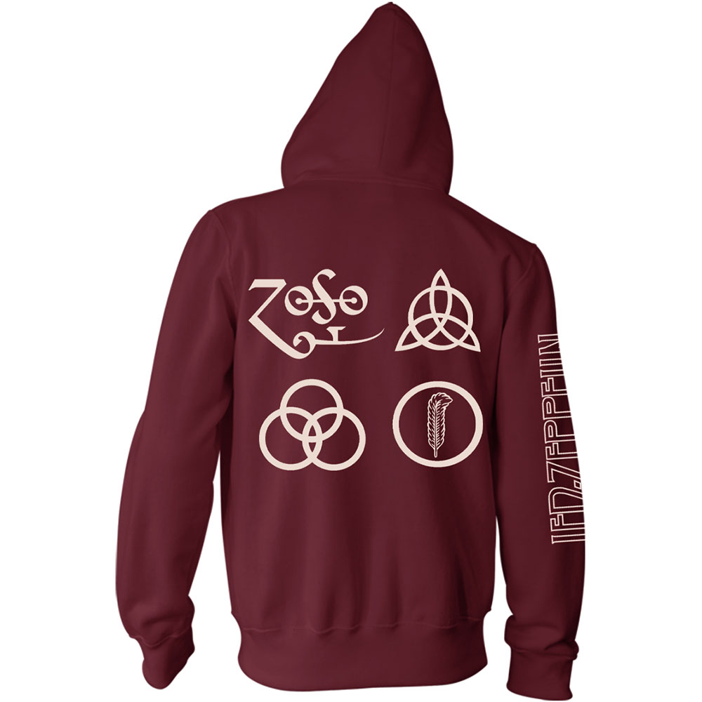 Led Zeppelin Unisex Zipped Hoodie XXL Simbols Rot