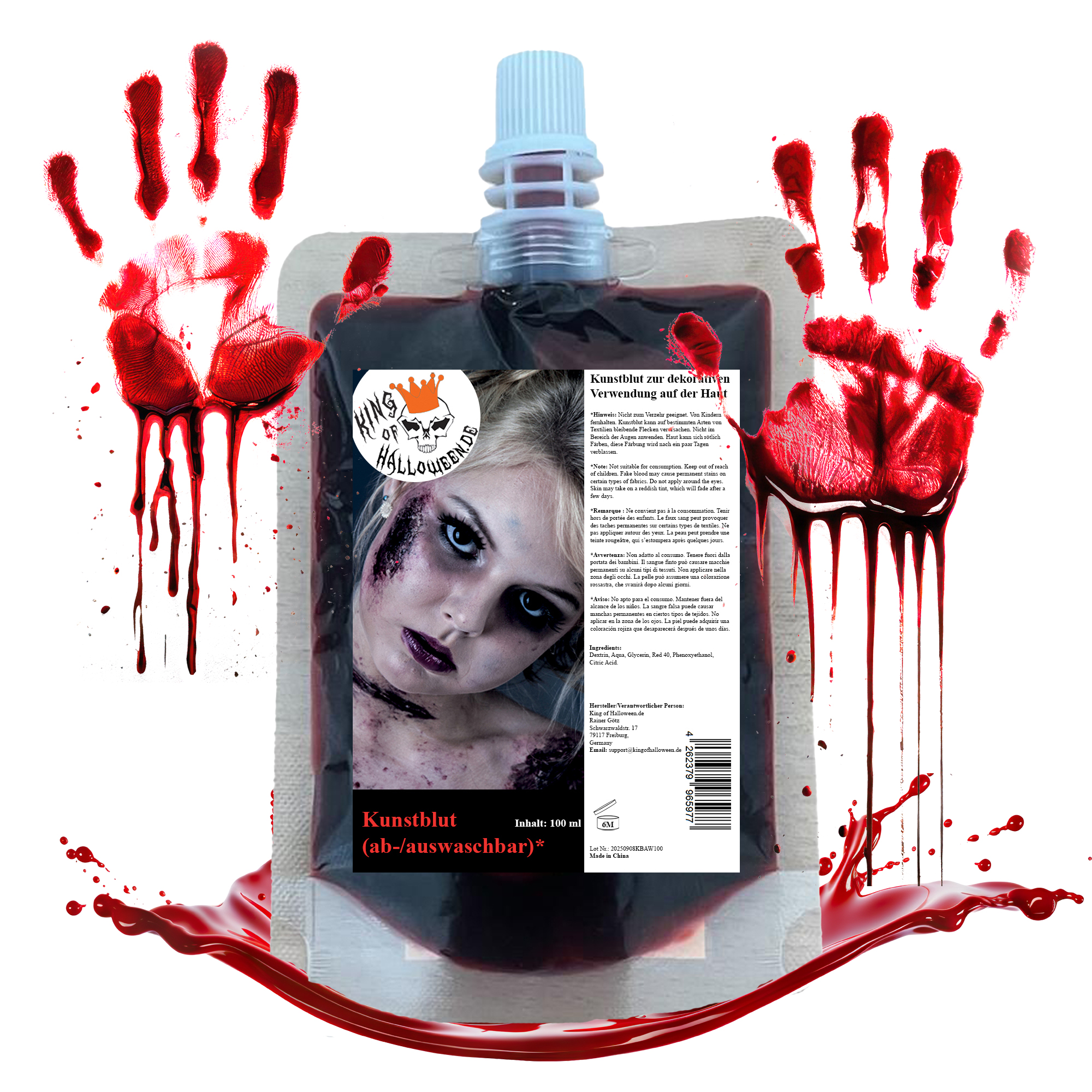 Kunstblut 100ml im Beutel abwaschbar