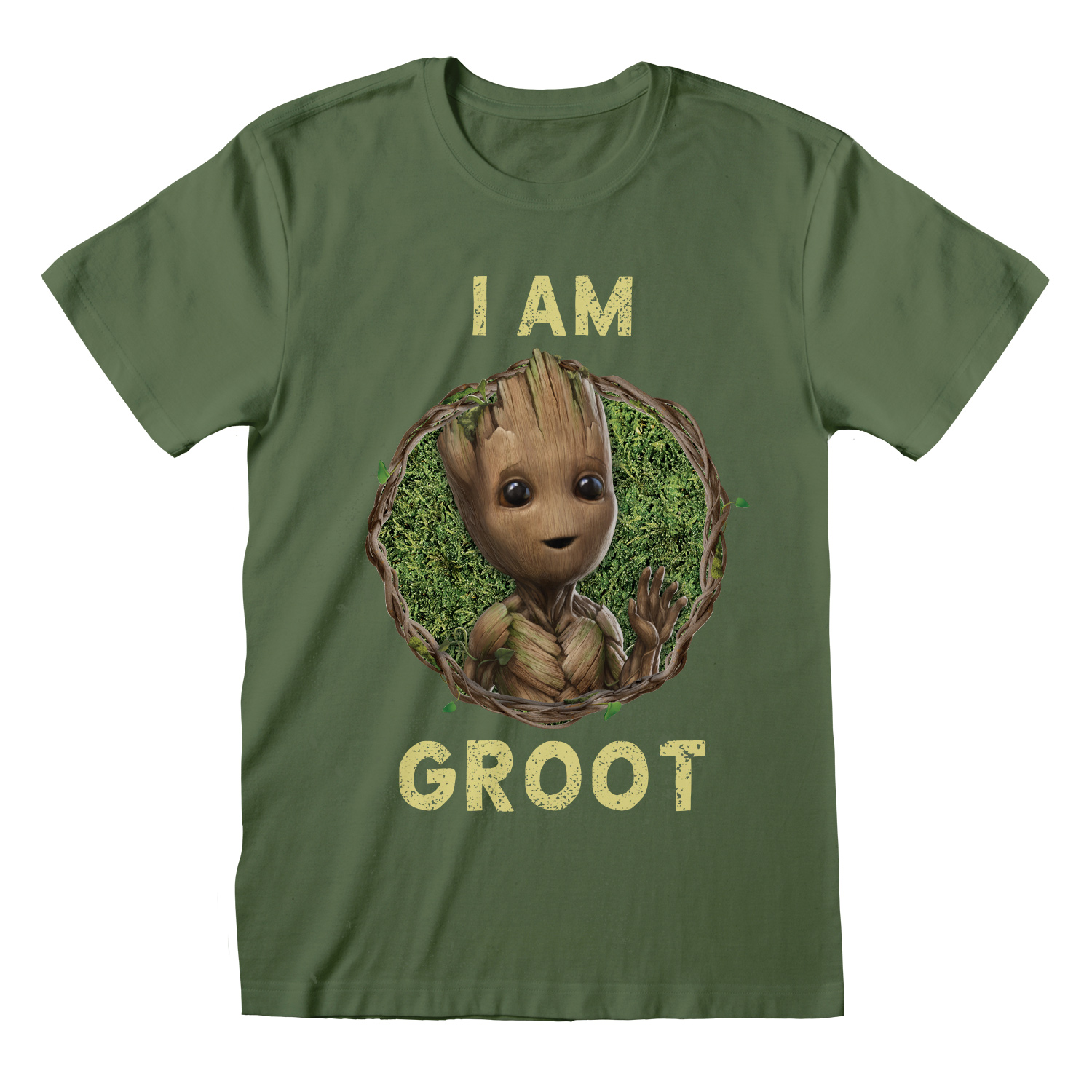 I Am Groot T-Shirt XL Olive Unisex Badge