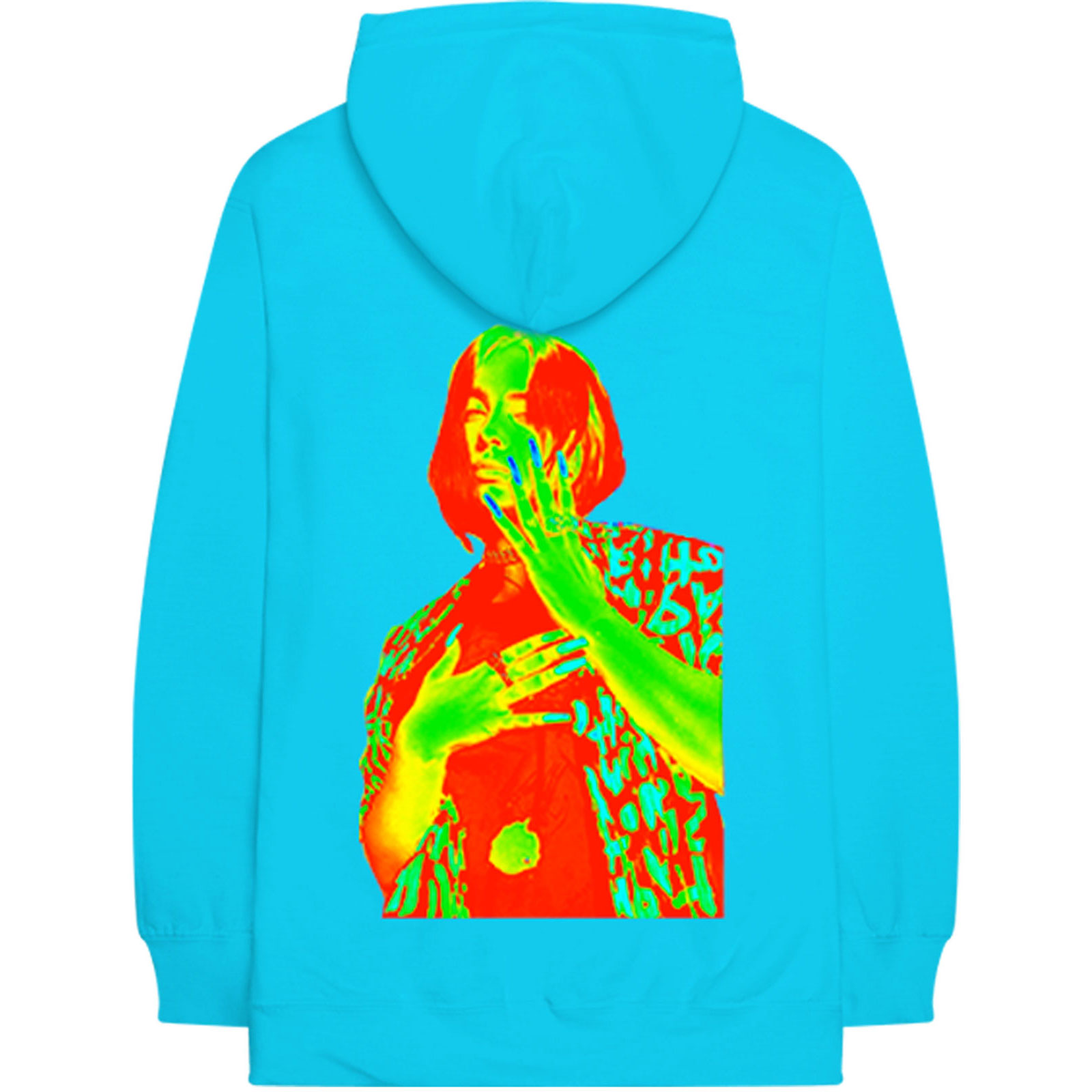 Billie Eilish Unisex Hoodie XXL Thermal Photos Neon Blau
