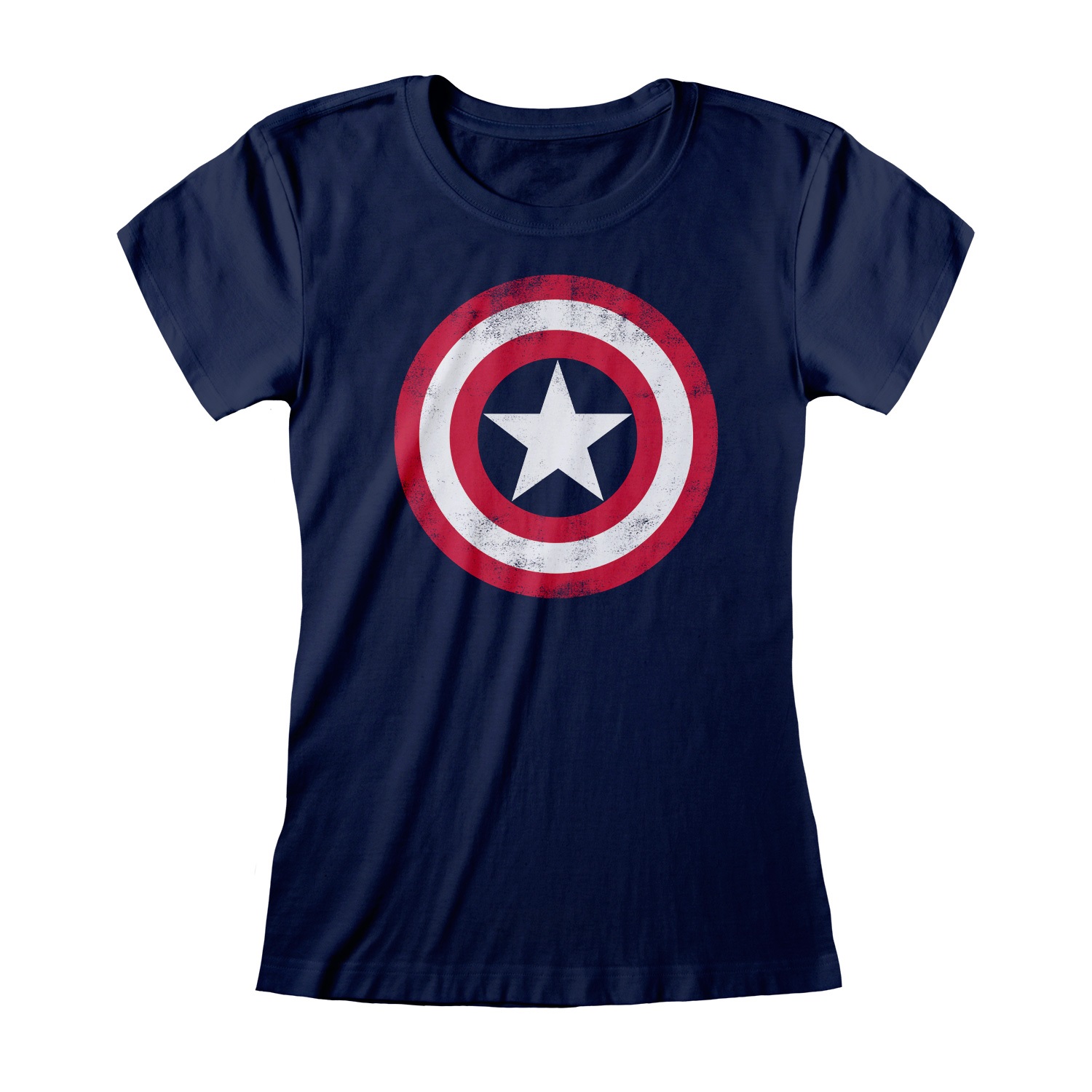 Captain America Top XL Shield Distressed Navy