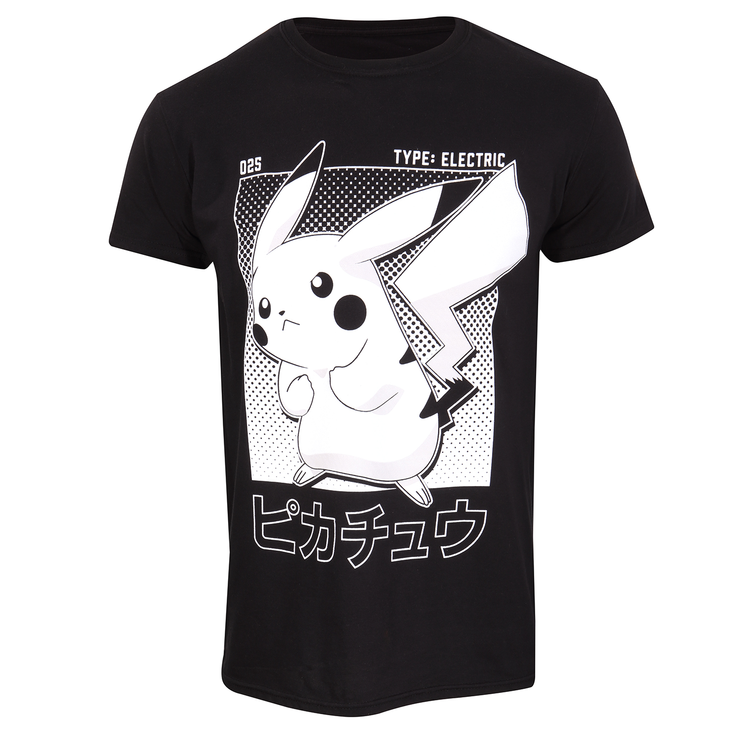 Pokemon T-Shirt XL Schwarz Unisex Halftone Pikachu