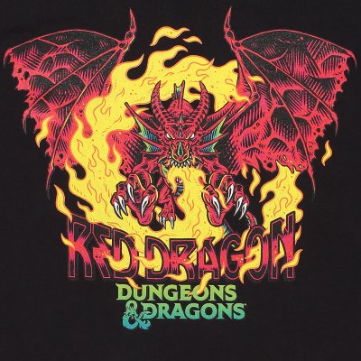 Dungeons and Dragons T-Shirt  Schwarz Unisex Red Dragon Colour Pop