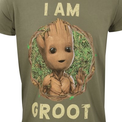 I Am Groot T-Shirt  Olive Unisex Badge