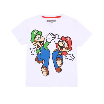 Super Mario T-Shirt  Weiß Kinder Unisex Mario and...