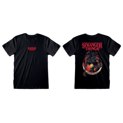 Stranger Things T-Shirt  Schwarz Unisex Demogorgon Upside...