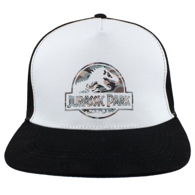 Jurassic Park Snapback Cap  Schwarz & Weiß Camo Logo