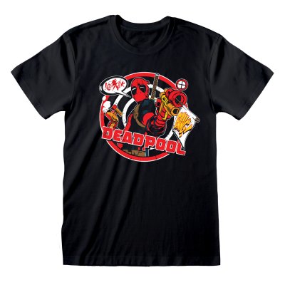 Marvel Comics Deadpool T-Shirt Schwarz Unisex Badge