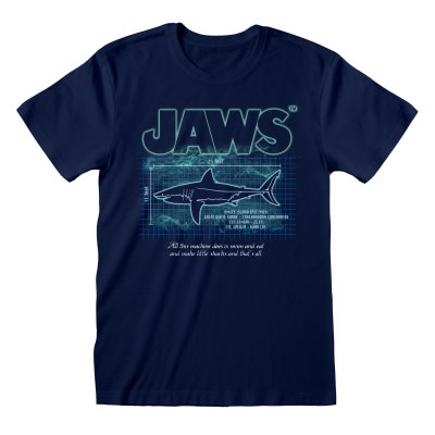 Jaws T-Shirt Navyblau Unisex Great White Info