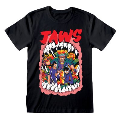 Jaws T-Shirt Schwarz Unisex Stylised Poster