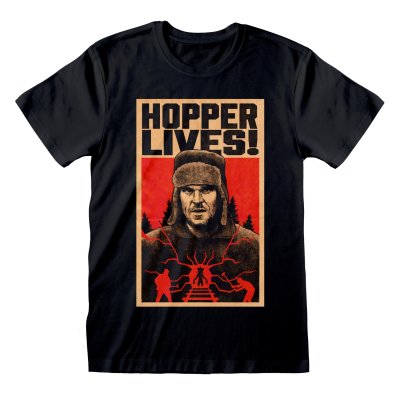 Stranger Things T-Shirt Schwarz Unisex Hopper Lives