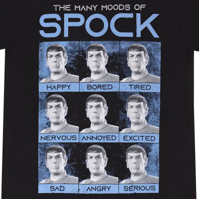 Star Trek T-Shirt Schwarz Unisex Many Moods Of Spock