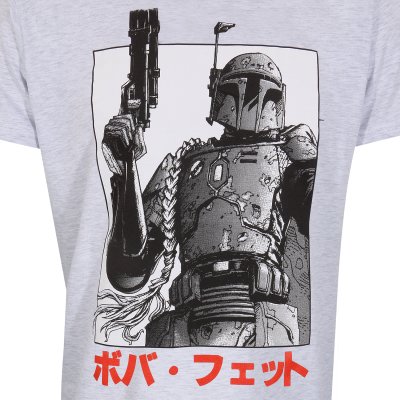 Star Wars T-Shirt Heidegrau Unisex Boba Fett Katakana
