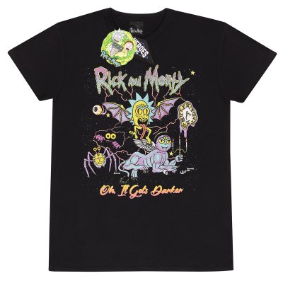 Rick And Morty T-Shirt Schwarz Unisex Oh It Gets Darker