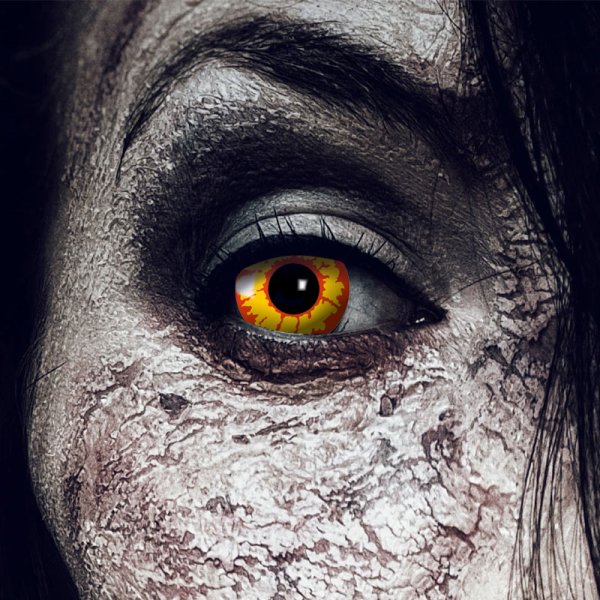 Kontaktlinsen Ork 3 Monate, Halloween Zombie Vampir, Gelb-Rot