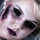Kontaktlinsen Black Sclera 6 Monate, 22mm, Halloween Vampir Zombie