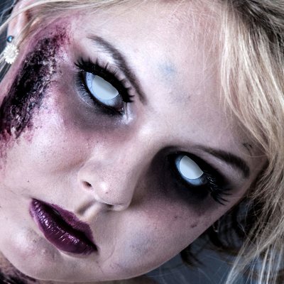 Kontaktlinsen Blind White 3 Monate, Halloween Zombie Vampir, weiß