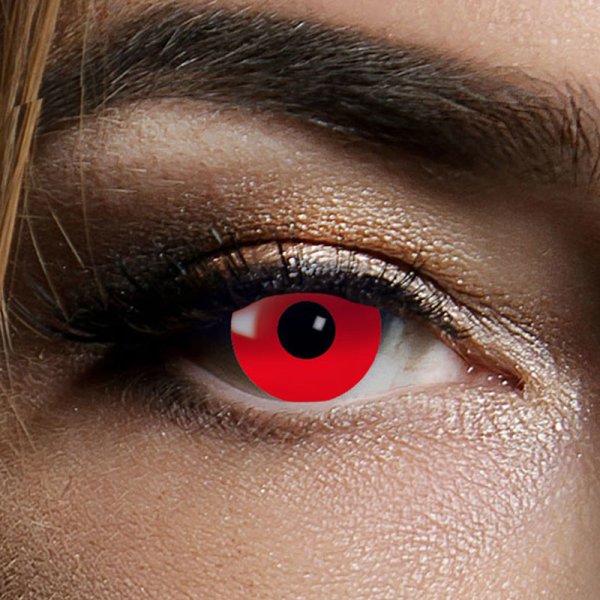 Kontaktlinsen Red Devil 1 Woche, Halloween Zombie Vampir, Rot