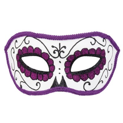 Sugar Skull Maske lila/weiß/schwarz La Violeta